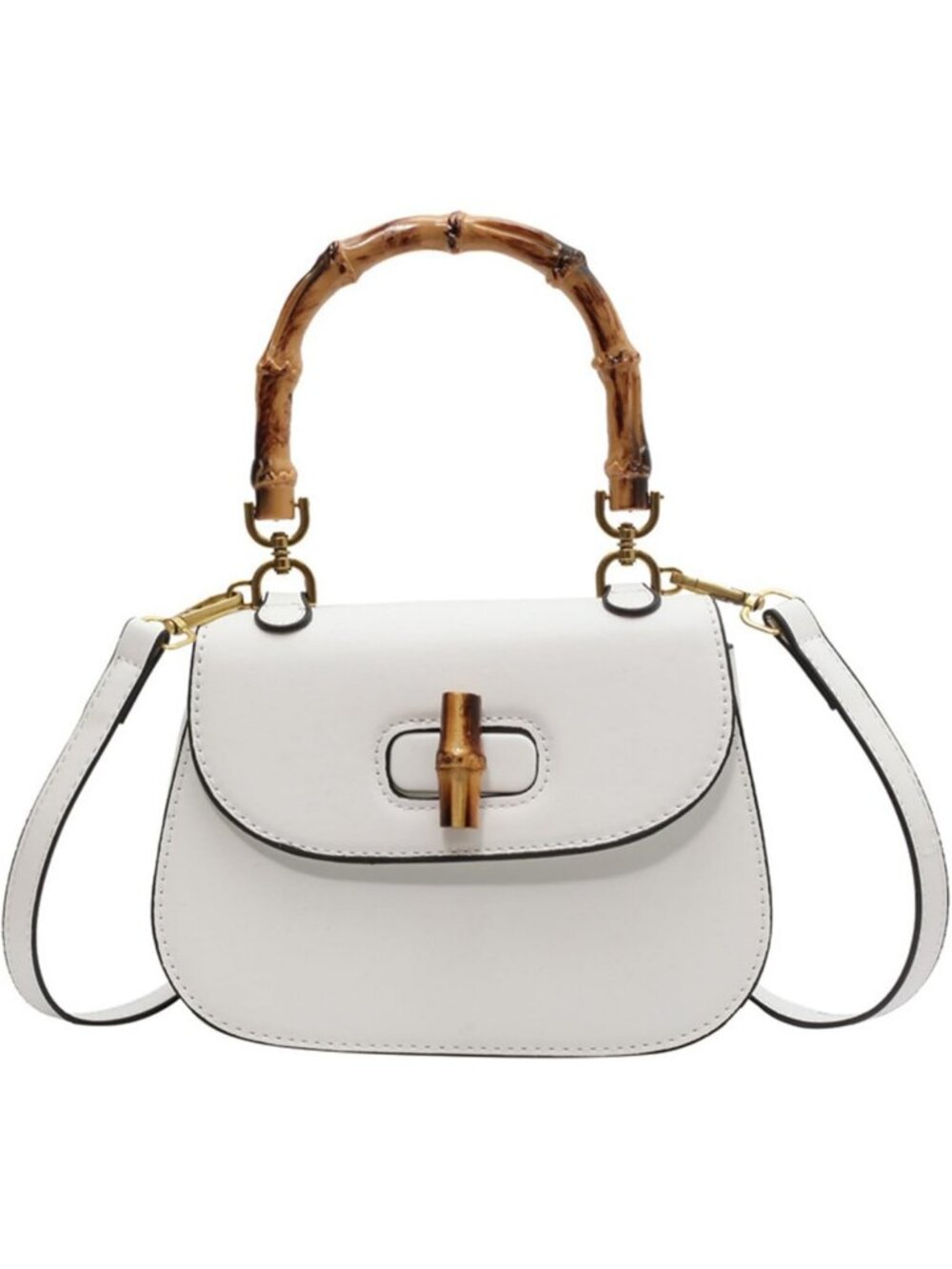 Stylish Women's Leather Tote Bag - Vintage Bamboo Handle Satchel & Crossbody